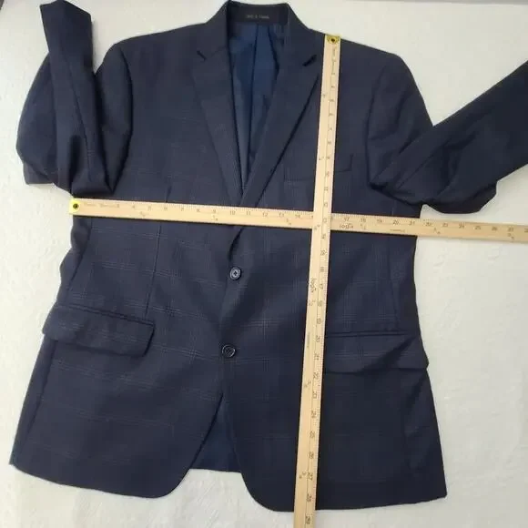 Michael Kors Men's wool navy blue plaid sports jacket 42S Formal Event wedding - Picture 4 of 13